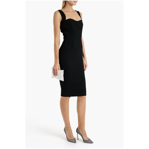 Victoria Beckham Black Bonded Crepe Cami Fitted Dress, Sz US 6/UK 10 - Picture 2 of 11